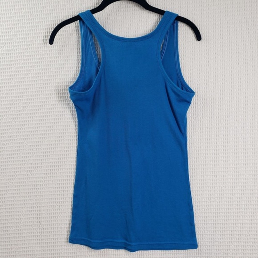 Color Story Long Layering Ribbed‎ Tank Top Womens Large Blue Y2K Scoop Neck Emo - Picture 3 of 13